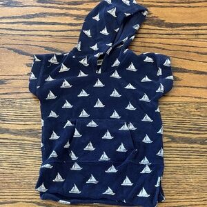 Navy Blue Sailboat Kids Terry Cloth Hoodie